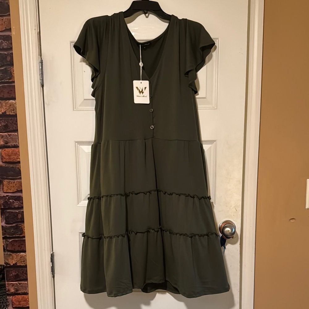 White Mark | Olive Green | Midi Dress